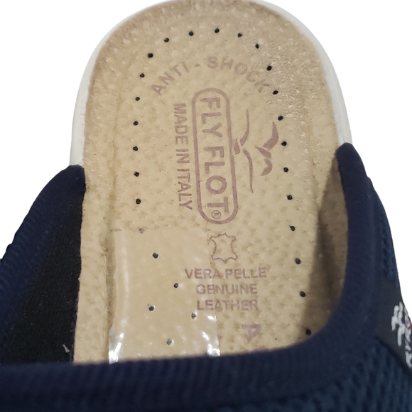 Fly Flot Blue Fabric Mule Clogs Shoes Slip On Comfort Size 40 - Picture 8 of 10